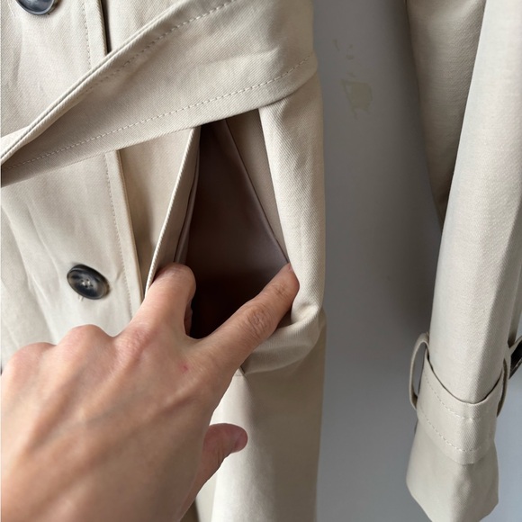 Dynamite Beige Trench Coat Belted Maxi Soft Sand Double Breasted Classic - Picture 8 of 10